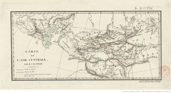 Carte de l'Asie centrale. Klaproth Julius